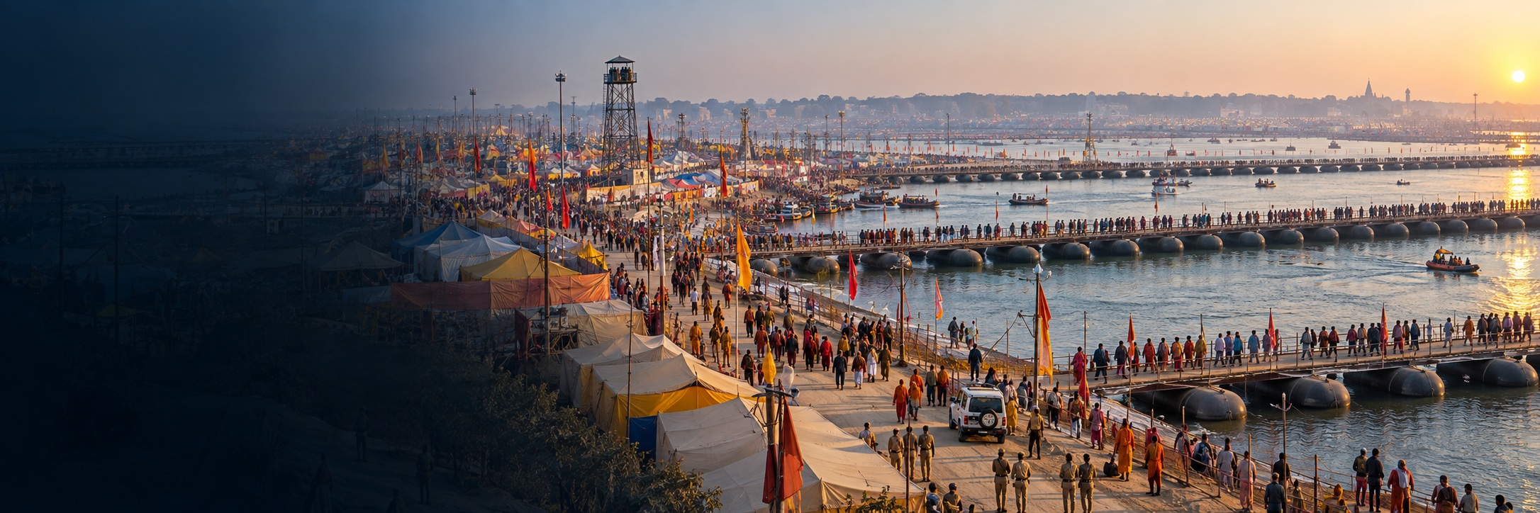 Illustrative view of the Sangam and pontoon bridges
